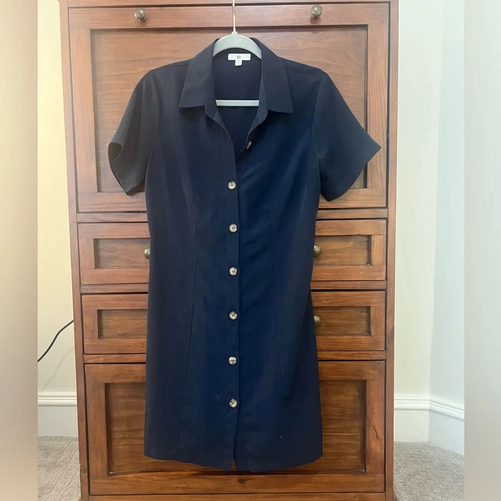 NWOT Nordstrom BP Navy Blue Shirt Dress With Drawstring in the Back, Size Medium - Picture 3 of 11